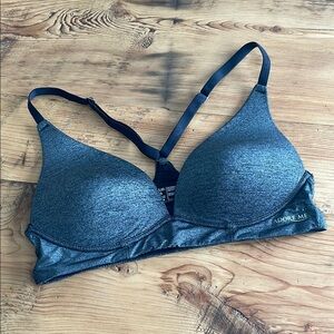 Adore Me Black/Grey T-Shirt Bra racer back with Molded Cups